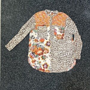 Anthropologie Pilcro Relaxed Tunic Button-Down Shirt